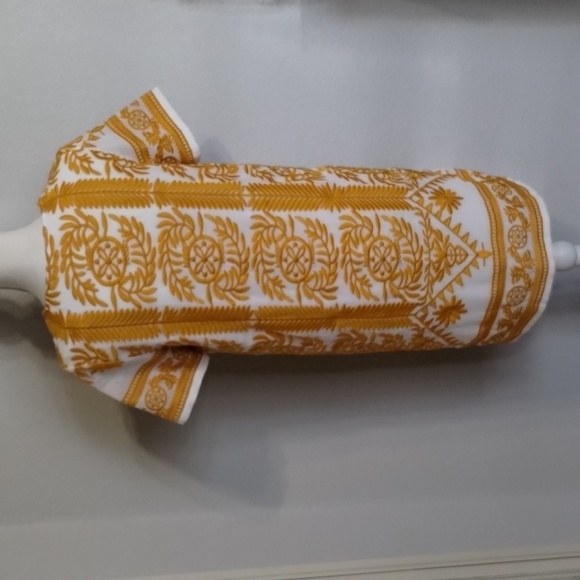 All:row Yellow White Embroidered Leaf Pattern Dress Size Small - Picture 4 of 10